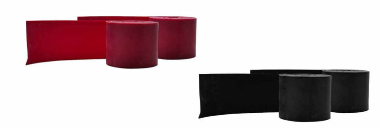 Red and black VooDoo Floss compression bands