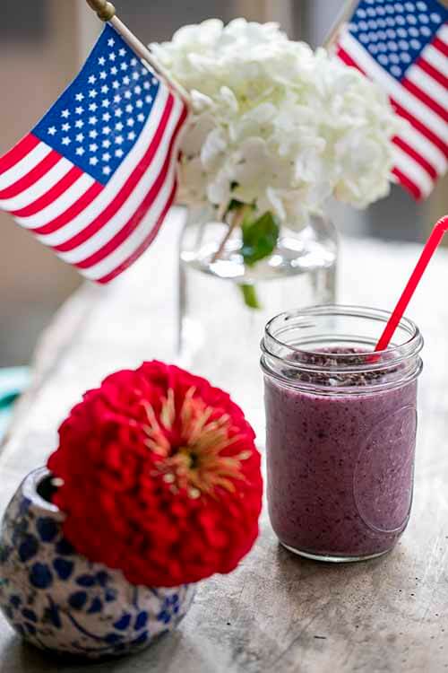 blueberry smoothie and american flags