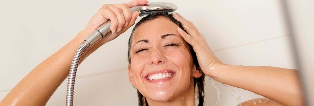 woman taking shower