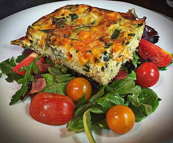 summer frittata over greens