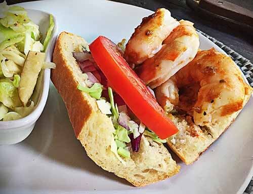 shrimp po boy and slaw